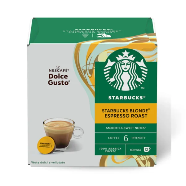 Starbucks Dolce Gusto Compatible Espresso Blonde Roast Pods - 12 Capsules (B.B 31/10/2024)